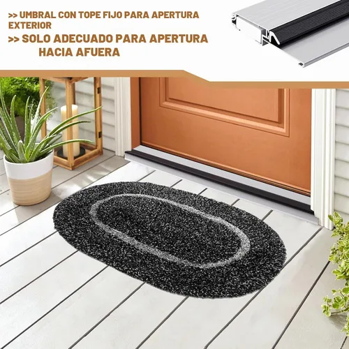 Vista 6 de Tandefio 1 pieza de umbral de puerta exterior de 4-9/16 x 1 x 72 pulgadas, resistente aluminio plateado, base de material compuesto con parte