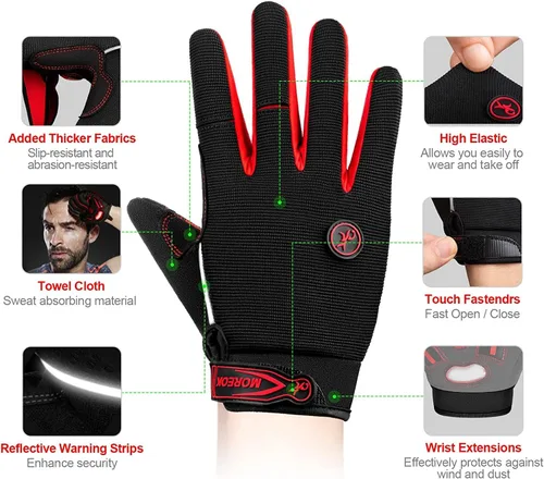 Vista 3 de BIKINGMOREOK - Guantes de ciclismo para bicicleta de montaña, para hombre y mujer, permite el uso de pantallas táctiles, con acolchado de gel