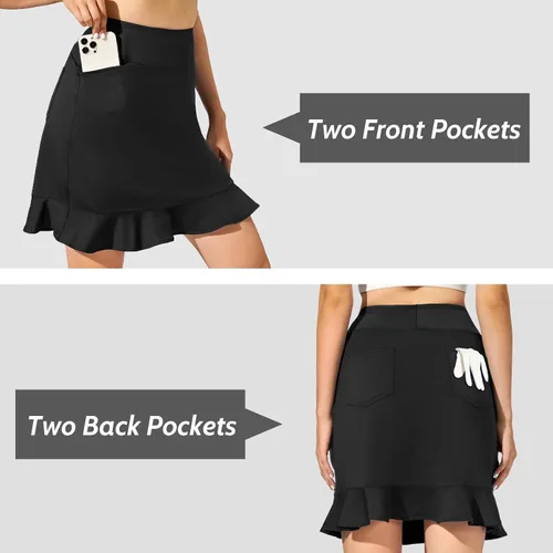 Vista 5 de M MOTEEPI Faldas de golf con volantes hasta la rodilla para mujer de 20 pulgadas con bolsillos, pantalones cortos elegantes y casuales para el verano