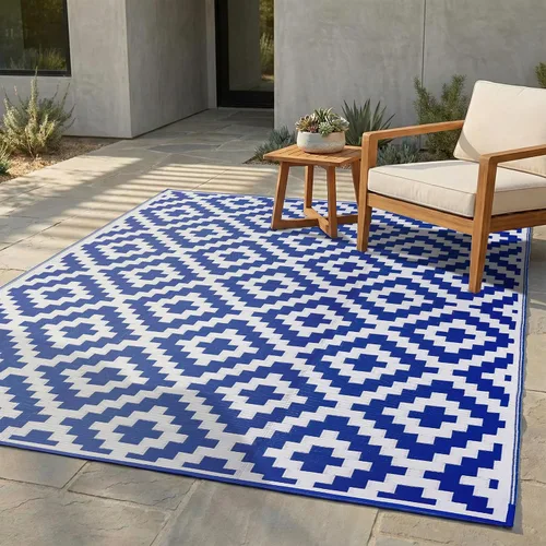 Vista 17 de FH Home - Alfombra para exteriores de camping, impermeable, resistente a la decoloración, reversible, plástico reciclado de alta calidad, a rayas