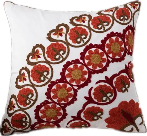 Vista 4 de Judy Dre am Funda de cojín bohemia con bordado de 100 % algodón, decoración cuadrada de arte para sofá, cama, sofá, sala de estar, funda de cojín