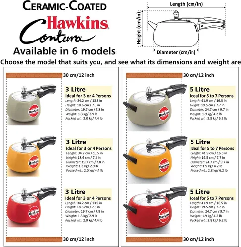 Vista 6 de Hawkins Olla a presión Contura de 5 litros, cocina de tapa interior Handi con revestimiento de cerámica, rojo tomate (CTR50)