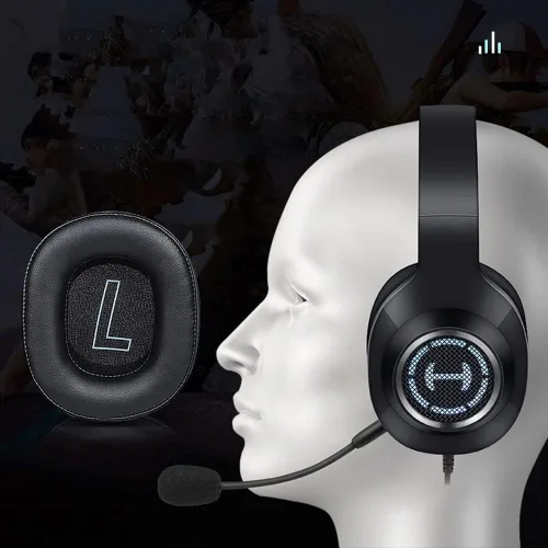 Vista 2 de G2 - Almohadillas de repuesto de piel con proteína de espuma viscoelástica para los oídos, compatible con auriculares Edifier Hecate G2