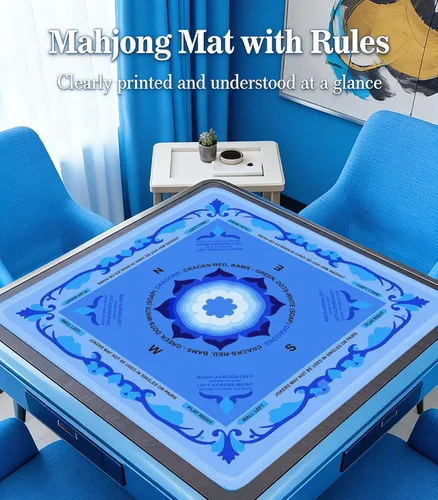 Vista 2 de Mahjong - Tapete para mesa, tapete de neopreno Mahjong de 33 x 33 pulgadas con reglas, tapete antideslizante de reducción de ruido Mah Jongg
