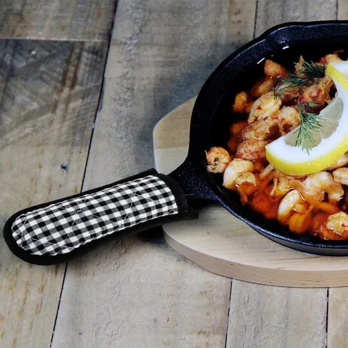Vista 4 de Patelai 4 fundas para mango de sartén de hierro fundido, fundas resistentes al calor, funda para sartén caliente, soporte antideslizante
