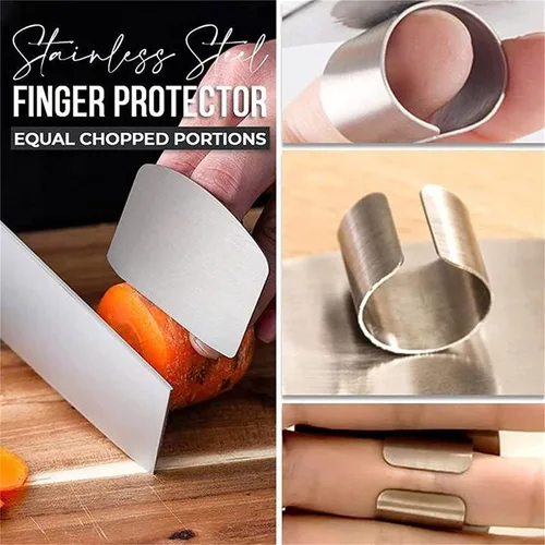 Vista 7 de 2 protectores de dedos para cortar, herramienta de cocina, protectores de dedos de acero inoxidable para cortar alimentos, protectores de dedos