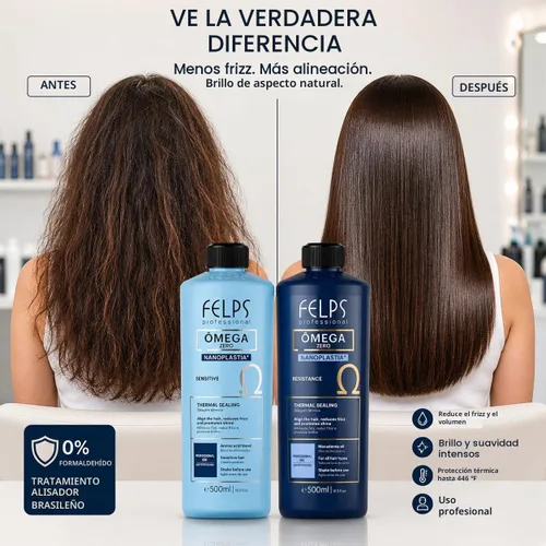 Vista 2 de Kit Felps Professional Ômega Zero Nanoplastia Kit, sellado térmico sensible y resistente, 16.9 onzas líquidas cada uno, paquete de 2