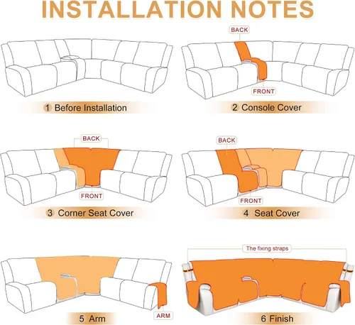 Vista 6 de HDCAXKJ 100% Fundas impermeables para sofá seccional reclinable en forma de L, funda de sofá reclinable acolchada lavable, fundas de esquina