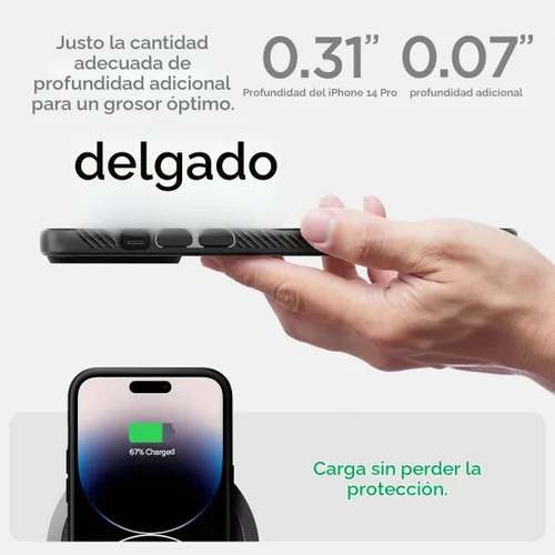 Vista 6 de Spigen Liquid Air - Funda diseñada para iPhone 14 Pro (2022) [protección de grado militar], color negro mate Negro mate