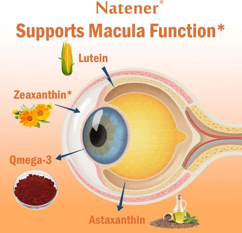 Vista 5 de Vitaminas oculares 14 en 1, 25 mg de luteína, 5 mg de zeaxantina, 24 mg de astaxantina, 800 mg de omega-3 y 100 mg de L-teanina, apoya la salud