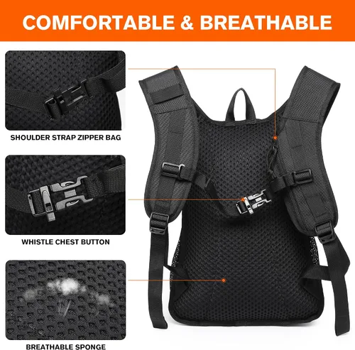 Vista 7 de Mochila de Hidratación Wotony con Vejiga de Agua para Senderismo Paquete de Hidratación Táctico para Hombres Mujeres Mochila de Agua Molle