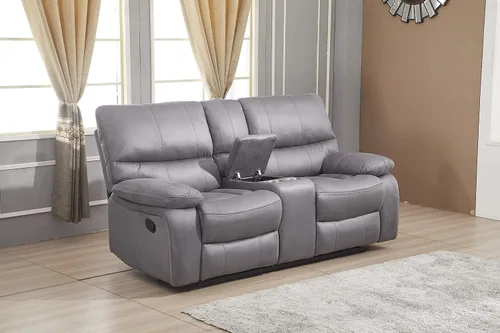 Vista 4 de Betsy Furniture Juego de sofá reclinable de microfibra para sala de estar 8007 (gris, sofá+sofá biplaza+reclinable)