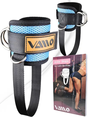 Vista 12 de VAIIO Correas para tobillo para máquinas de cable, neopreno de calce cómodo ajustable, refuerzo con doble anillo en D - Tobilleras prémium