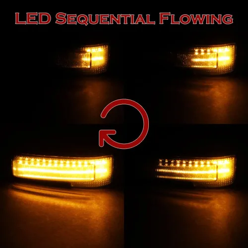 Vista 4 de Q1-TECH, lente ahumada dinámica ámbar LED espejo lateral luz intermitente compatible con Ford F-150 2015 - 2020, 2016 2017 2018 2019, luces LED