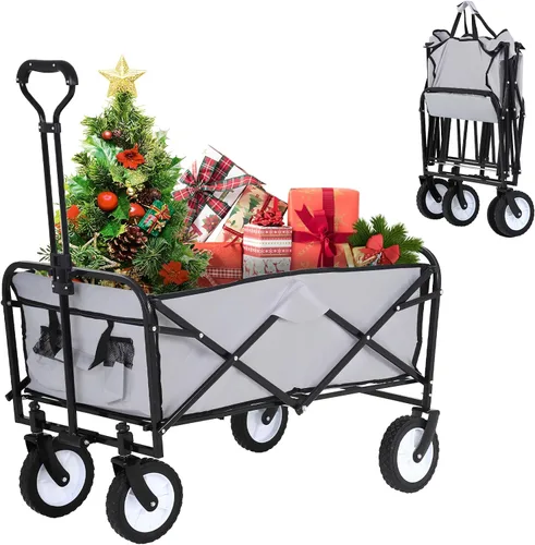 Vista 10 de HKLGorg Carrito plegable con ruedas, resistente, portátil, plegable, con asa, para campamento, comestibles, playa, (azul)
