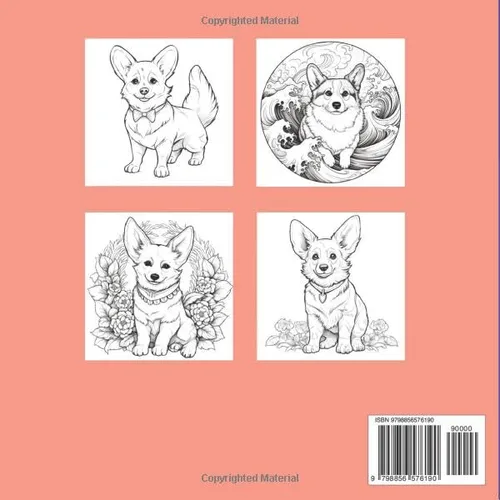 Vista 2 de Corgi Dog Coloring Book, 21 drawings, 8.5 x 8.5 inches