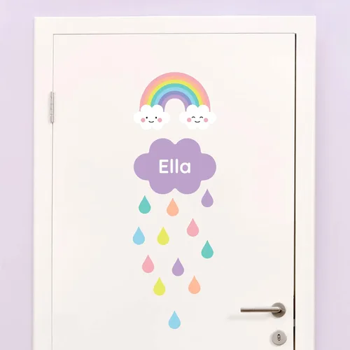 Vista 27 de Calcomanías de puerta personalizadas para habitación de niños, calcomanías de pared con nombre personalizado para decoración de habitación de bebés