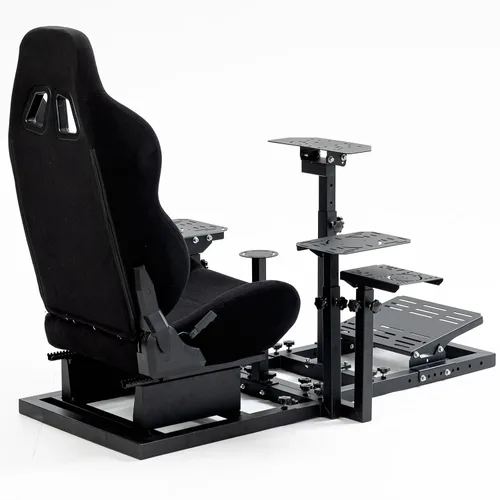 Vista 2 de HOTTOBY Flight Racing Simulator Cockpit with Black Seat Adjustable&Shifter Platform Upgrade Fit for LogitechThrustmasterHotas Warthog