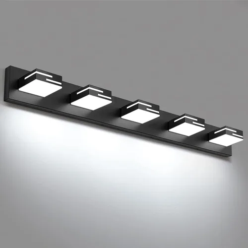 Vista 37 de Lámparas LED modernas para tocador de baño, 2 luces regulables de 15 pulgadas, color negro mate, para accesorios de iluminación de baño sobre