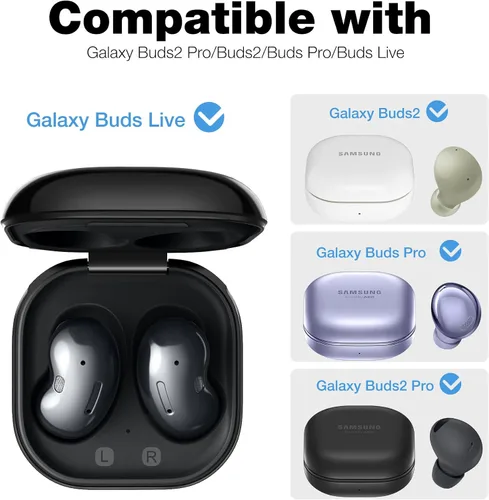 Vista 2 de SURITCH Funda protectora para Samsung Galaxy Buds FE (2023)/Buds 2 Pro (2022)/Buds 2 (2021)/Buds Pro (2021) Buds Live (2020), funda para auriculares