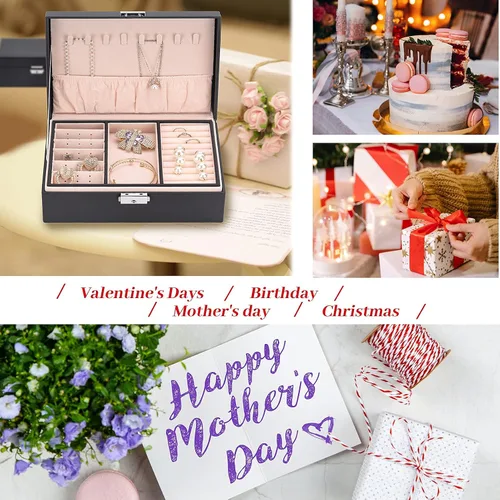 Vista 3 de Joyero de terciopelo de viaje con espejo, mini estuche de regalo para mujeres y niñas, pequeñas cajas organizadoras portátiles para anillos, aretes