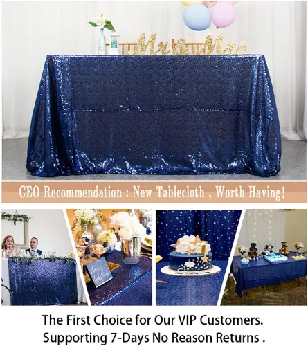 Vista 6 de ShinyBeauty - Mantel rectangular de lentejuelas (60” x 102”), diseño de bodas y fiestas de Navidad