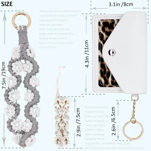 Vista 102 de BIHRTC Llavero de pulsera boho con soporte para lápiz labial, pulsera hecha a mano