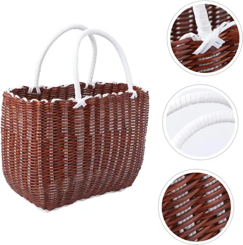 Vista 9 de Cabilock Cesta de plástico para mujer, bolsa de playa para mujer, 1 unidad, organizador de tejido, bolsa de compras, compras para comestibles