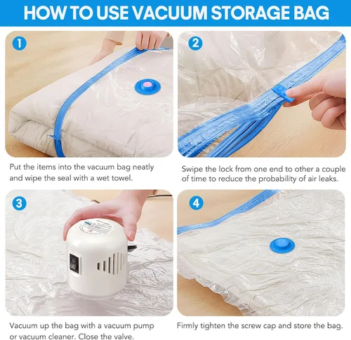 Vista 6 de Paquete de 10 bolsas de almacenamiento al vacío de viaje con bomba eléctrica, bolsas de sellado al vacío para ropa, bolsas selladoras al vacío