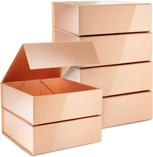 Vista 11 de Stockroom Plus Cajas de regalo con tapas, 9.5 x 9.5 x 3.5 pulgadas, paquete de 6 unidades, color negro brillante, cierre magnético y fundas