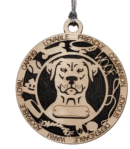 Vista 10 de Adorno de Navidad personalizado para perro Cavalier King Charles Spaniel, redondo de 3 pulgadas, madera cortada con láser de 2 capas, nombre y texto
