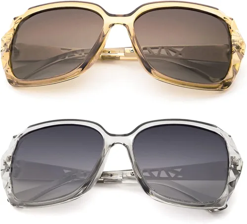 Vista 2 de LECKIRUT - Lentes de sol de gran tamaño para mujer lentes de sol clásicos y a la moda con protección UV polarizada