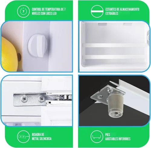Vista 8 de DEMULLER Mini Refrigerador de 2.4 Pies Cúbicos con Congelador y Doble Puerta, Refrigerador Pequeño de Tamaño Compacto con Perilla de Control