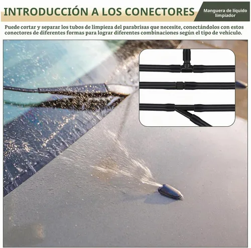 Vista 3 de Tesnaao 30 piezas de kit de manguera de limpiaparabrisas para coche, manguera de líquido de limpiaparabrisas de 13.1 pies y conector de manguera