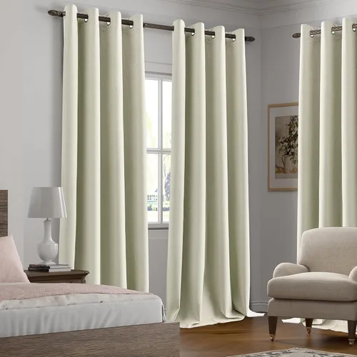 Vista 7 de Cortinas de Lino Beige con Bloqueo Total de Luz de 64 Pulgadas de Largo, Lino Sintético Texturizado con Bloqueo de Calor y Aislamiento Térmico