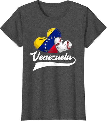 Vista 4 de Camiseta de béisbol venezolana con diseño de corazón y bandera de Venezuela, Negro