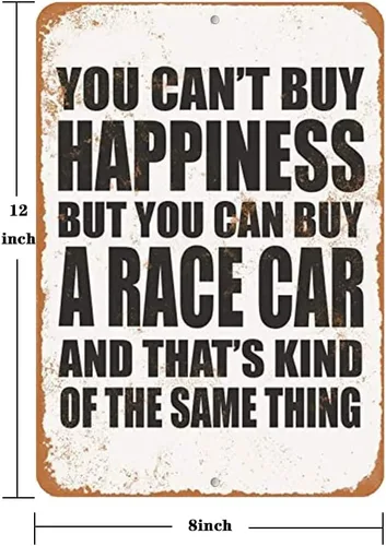 Vista 6 de Letrero de metal de aluminio de 8 x 12 pulgadas - You Can't Buy Happiness But You Can Buy a Race Car - Aspecto vintage
