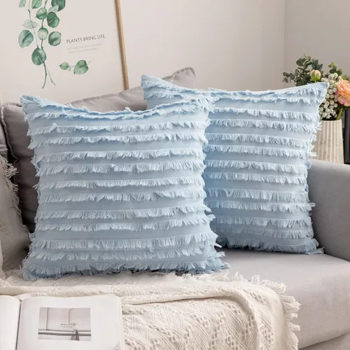 Vista 18 de MIULEE - Juego de 2 fundas de cojín decorativas de lino estilo bohemio, con patrón jacquard a rayas, para sofá, sillón, sala de estar y habitación