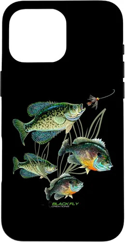 Vista 19 de Crappie Bluegill Fishing Phone Covers Black Fly Case for iPhone 17