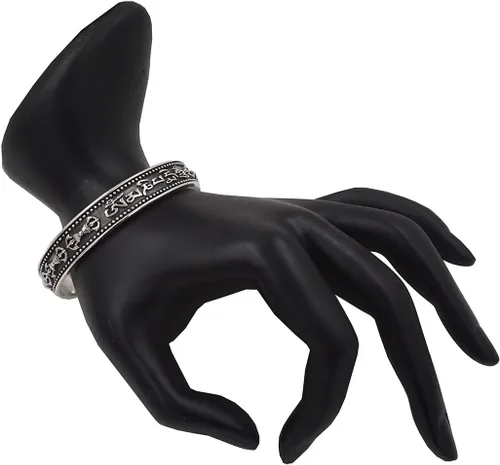 Vista 5 de DharmaObjects Pulsera Dorji grande de plata de ley 92.5 maciza Om Mani Padme Compassion Dorji, Metal