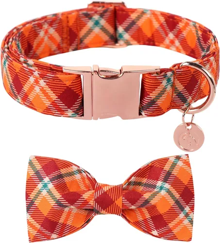 Vista 25 de DOGWONG - Collar de Acción de Gracias con Bellota y Flor para Perro, Collar de Perro de Pavo Otoñal, Collar de Calabaza de Algodón Suave y Duradero