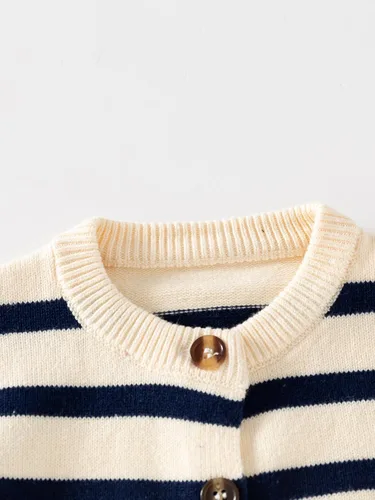 Vista 3 de Suéter de punto para niñas pequeñas, suéter de algodón con cuello redondo, suéter de manga larga, abrigo para otoño e invierno