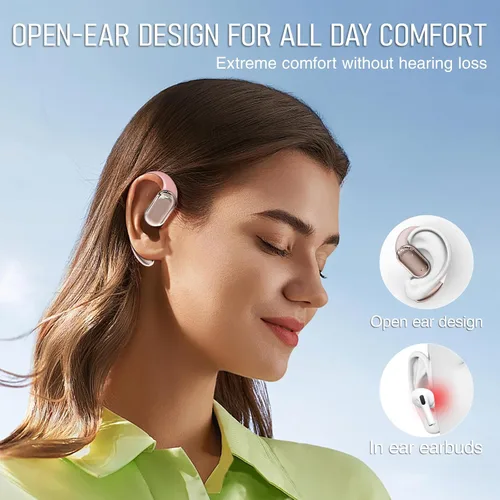 Vista 2 de TUINYO Auriculares inalámbricos con ganchos para la oreja, resistentes al agua IPX5, conexión Bluetooth estable de un paso con larga transmisión, 40
