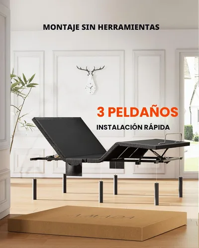 Vista 3 de Amada - Base de cama ajustable individual XL con masaje y gravedad cero