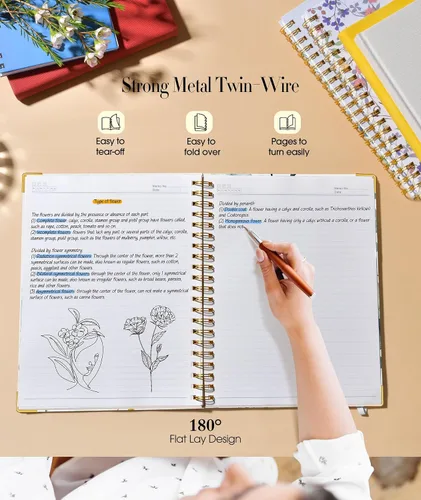 Vista 6 de Cuaderno estético en espiral para mujer, 200 páginas, cuadernos rayados de 8.5 x 11 pulgadas, diarios en espiral grandes de tapa dura A4 con papel