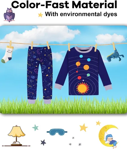 Vista 7 de DAUGHTER QUEEN Pijama de manga larga para niños, talla 18 meses-12 años