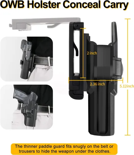 Vista 5 de Funda para Ruger Security 9, OWB Funda de paleta para Ruger Security-0.354 in Compact/Pro/Standard (no para modelos láser), inclinación ajustable