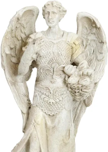 Vista 4 de Ebros - Estatua de Arcángel ortodoxo griego de la iglesia cristiana ortodoxa pintada en marfil de 5 pulgadas de alto (Barachiel The Blessings of God)