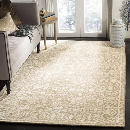 Vista 17 de SAFAVIEH Silk Road Collection SKR213G - Alfombra decorativa de lana tradicional hecha a mano, 2 x 3 pies, color granate y marfil