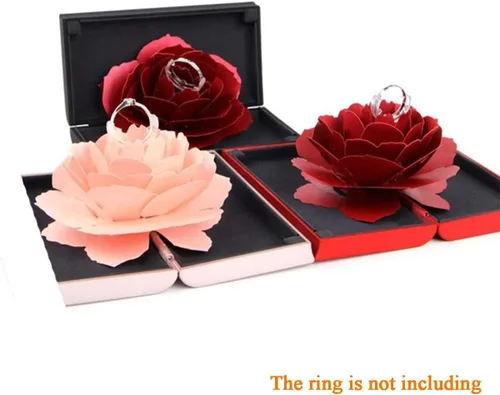 Vista 8 de Caja de anillos de compromiso, caja de anillos de rosa, soporte de almacenamiento de joyas sorpresa para mujer como propuesta de compromiso, anillo